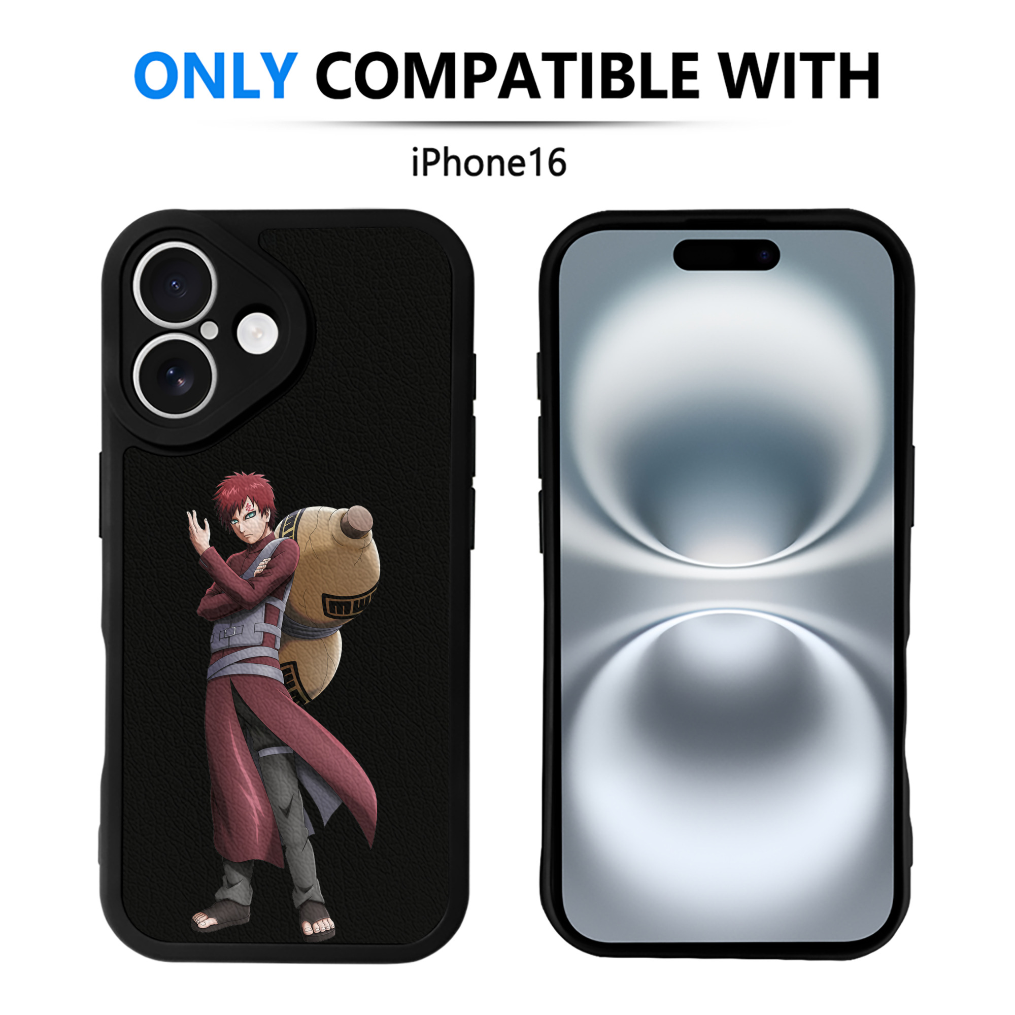 （画像用） NARUTO -ナルト- ガアラ Gaara 【iPhone 16シリーズ対応】シリコンスマホケース（レザー調） 材質：シリコン